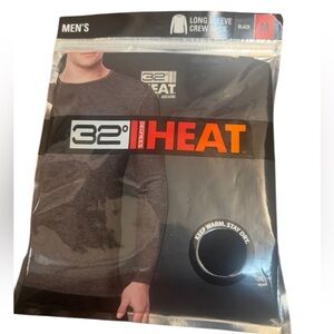 NEW! 32 DEGREES Men's Black Long Sleeve Crew Neck Long John Base Layer Size MED